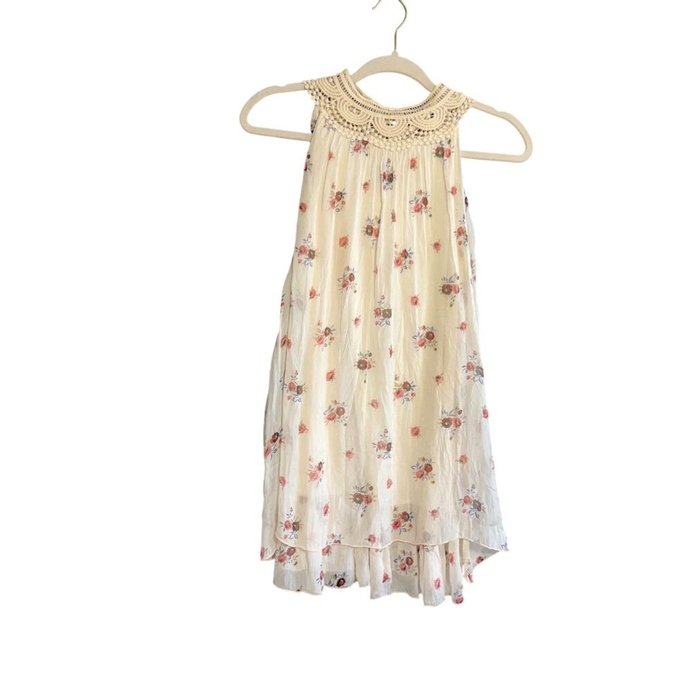 Ambra 100% Silk Floral Embroidered Sleeveless Pleated Top Womens Medium